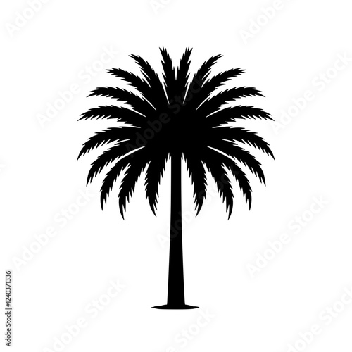Palm Tree Silhouette: A simple yet elegant silhouette of a palm tree, perfect for tropical designs, vacation branding, and summery illustrations.