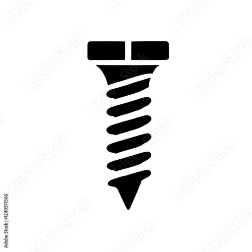 Screw Icon: A simple, yet essential black screw icon, illustrating the everyday object used in countless applications. This icon signifies the important details.