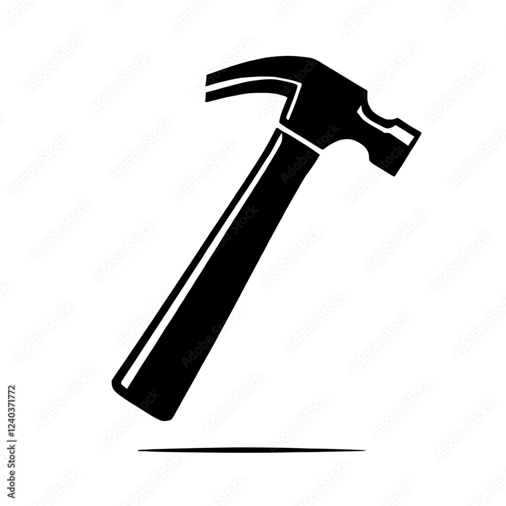 Hammer Icon: A minimalist and modern illustration of a black hammer with a subtle shadow, perfect for showcasing construction, repair, and DIY themes. Hammer Icon: A minimalist and modern illustration of a black hammer with a subtle shadow, perfect for showcasing construction, repair, and DIY themes.