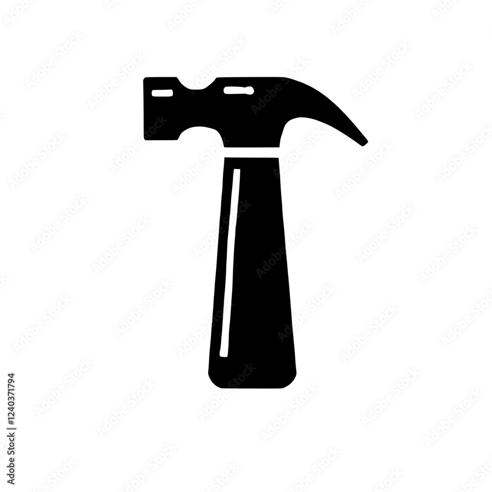 Claw Hammer Icon: A simple, bold, black and white illustration of a claw hammer, perfect for construction, DIY, and tool-related projects. Claw Hammer Icon: A simple, bold, black and white illustration of a claw hammer, perfect for construction, DIY, and tool-related projects.