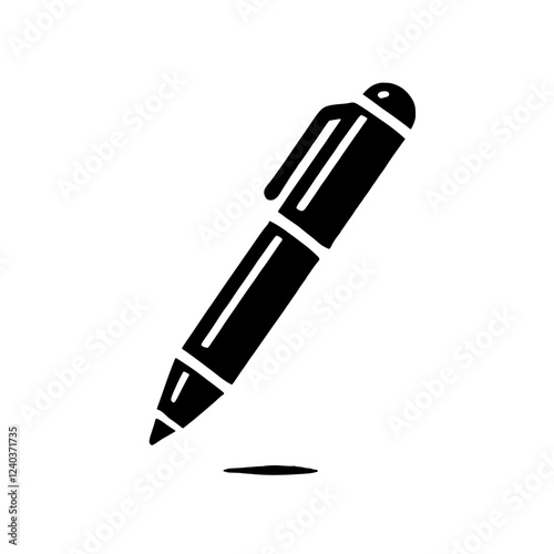 Classic Pen Icon: A simple yet elegant illustration of a classic pen, perfect for adding a touch of sophistication to any design project.  The pen is depicted in a clean, minimalist style.  