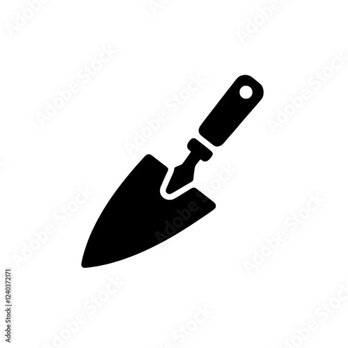 Trowel Icon: A simple, yet versatile, black silhouette of a trowel, perfect for representing gardening, construction, or DIY projects. The minimalist design is clean and easily adaptable.
