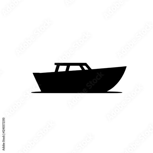 Classic Motorboat Silhouette 
