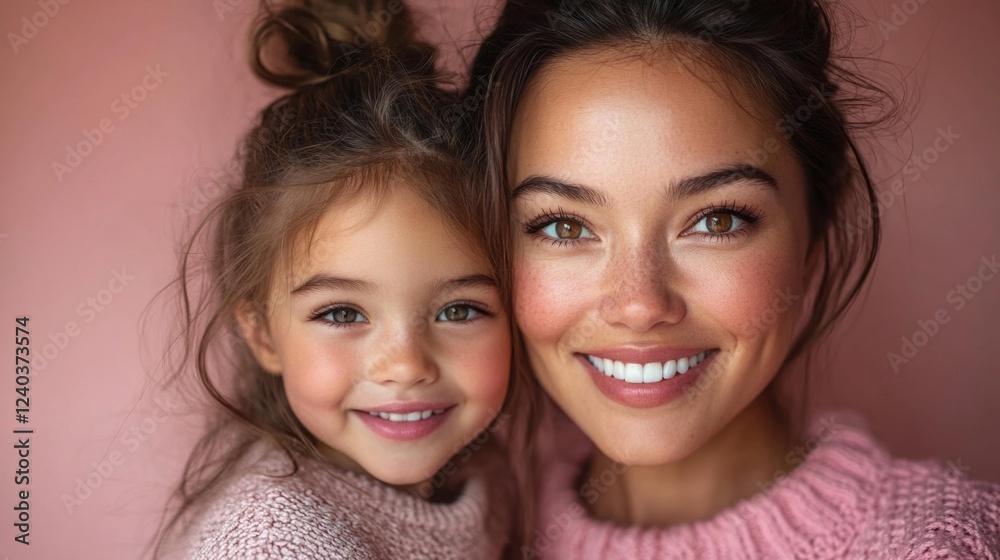 Mother and Daughter Smiling Together. Generative AI Mother and Daughter Smiling Together. Generative AI