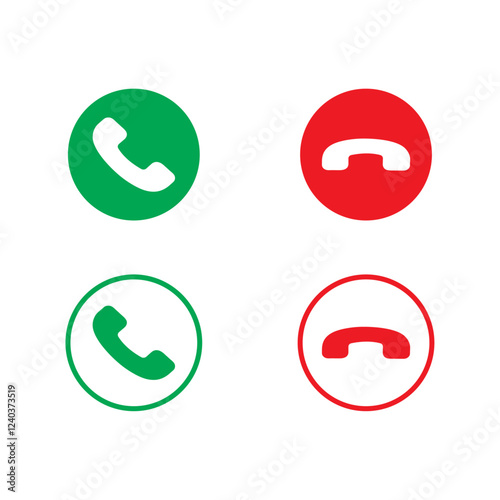 Phone call button icon vector. Answer and decline button vector.
