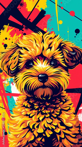 Vibrant Pop-Art Portrait of a Toy Poodle	