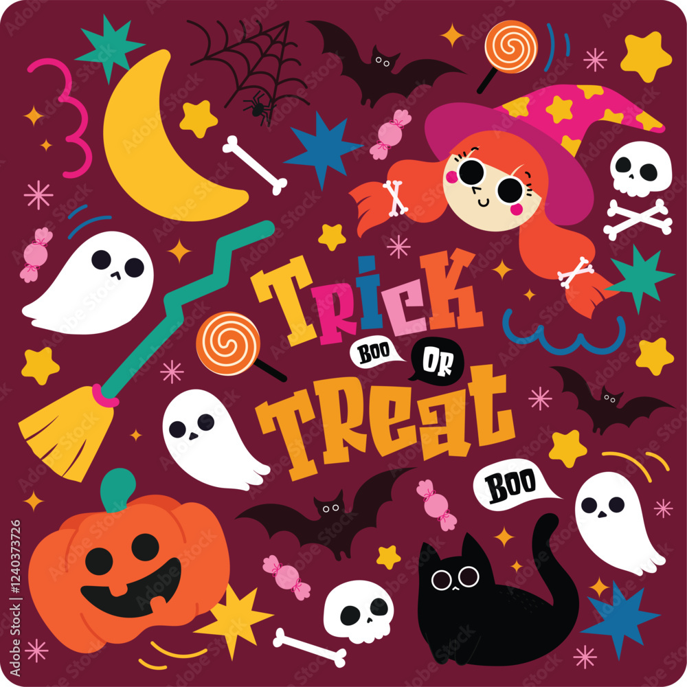 Halloween Element Design with Bat, Cute Ghost, Pumpkin Jack-o'-Lantern, and Spider. Spooky and Fun Vector Illustration. Halloween Element Design with Bat, Cute Ghost, Pumpkin Jack-o'-Lantern, and Spider. Spooky and Fun Vector Illustration.