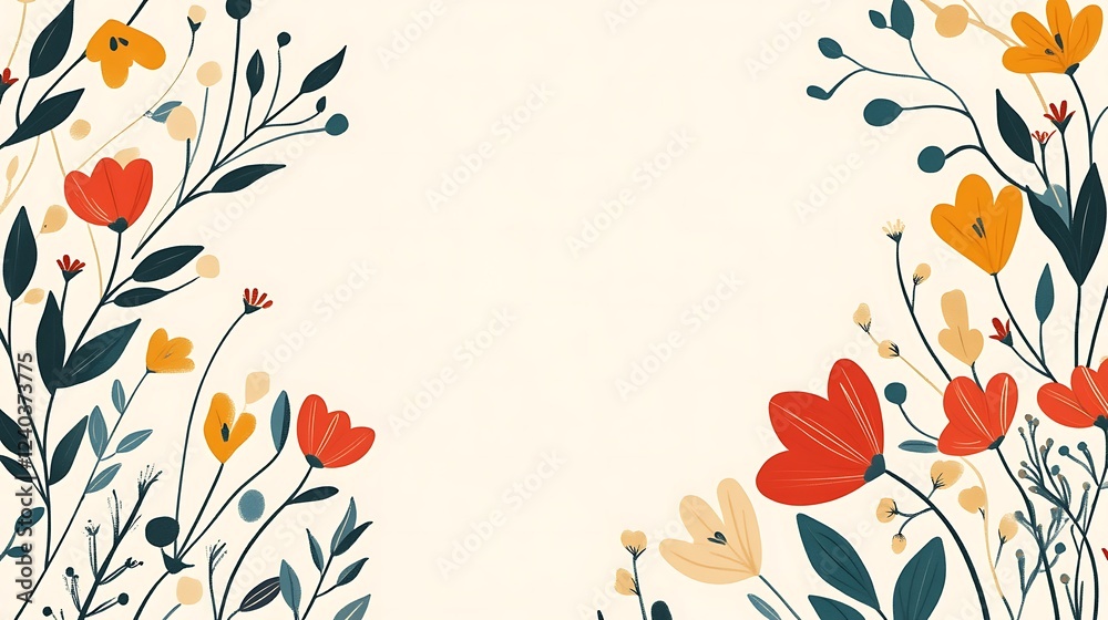 Floral border, spring, invitation design Floral border, spring, invitation design