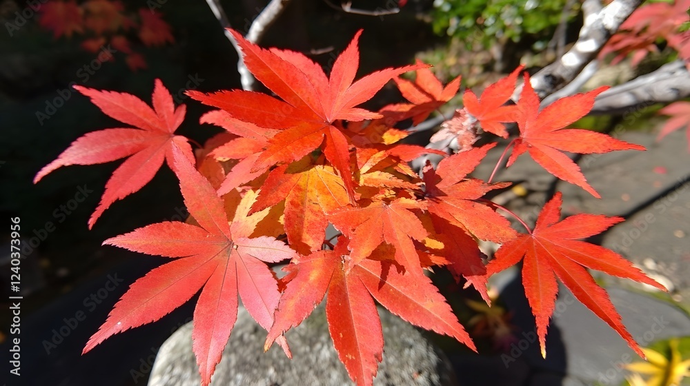 Vibrant Red Japanese Maple Leaves Autumn Foliage Vibrant Red Japanese Maple Leaves Autumn Foliage