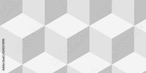 Structure white block box cube seamless pattern grid vintage surface triangle web monochrome square texture white overlap cubic background.	