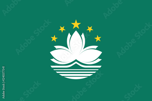 Macau flag. The official ratio. Flag icon. Standard color. Standard size. A rectangular flag. Computer illustration. Digital illustration. Vector illustration.