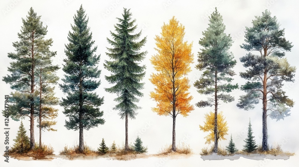 Fototapeta premium Autumn Trees in a Forest. Generative AI