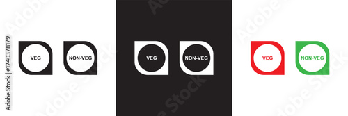 Veg Non-Veg icon. isolated on white and black background. vector illustration. EPS 10