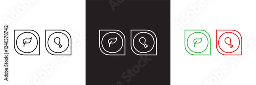 Veg Non-Veg icon. isolated on white and black background. vector illustration. EPS 10