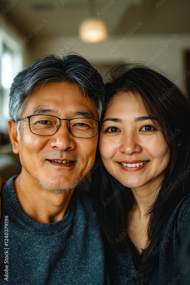 A man and a woman are smiling at the camera A man and a woman are smiling at the camera