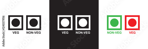 Veg Non-Veg icon. isolated on white and black background. vector illustration. EPS 10