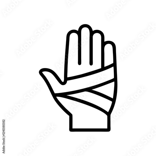 Injured Hand Icon Vector. Line Art of Medical Bandage and First Aid Symbol Design.