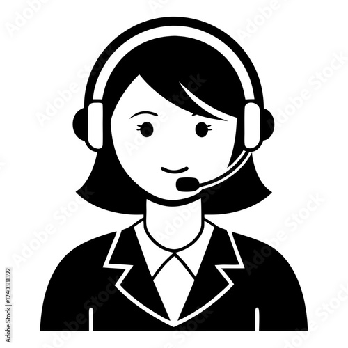 Call Center Icon Vector. Silhouette of Customer Support and Communication Symbol Design