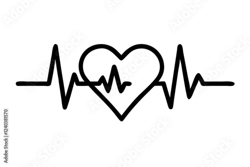 Heart beat cardiogram line icon vector