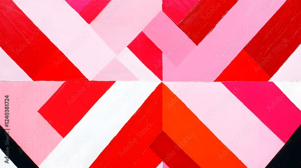 Abstract Geometric Red Pink White Stripes Artwork Abstract Geometric Red Pink White Stripes Artwork