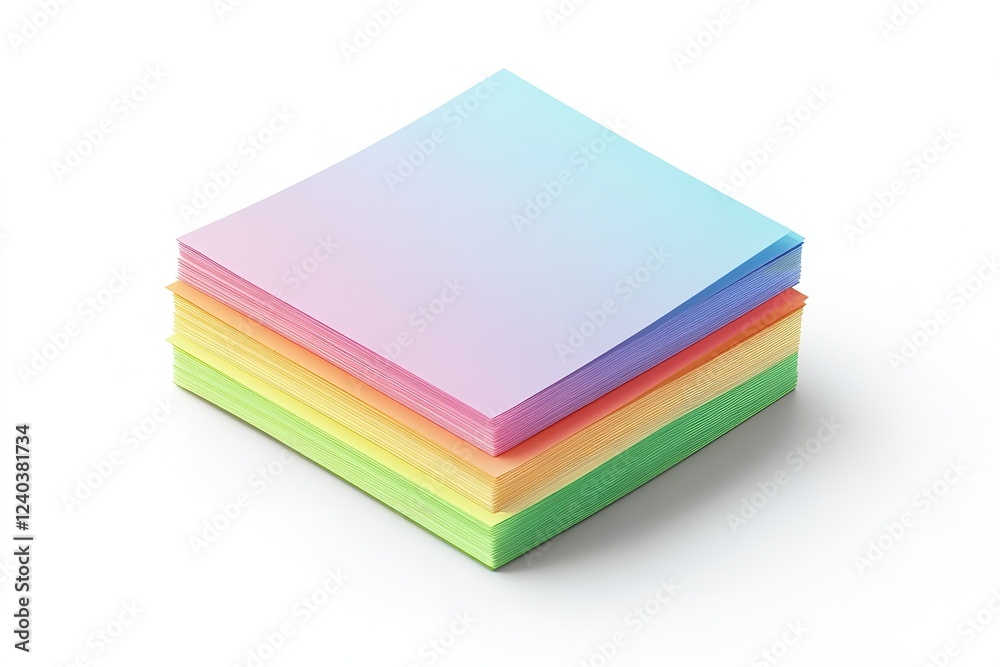 Fototapeta premium Vibrant Stack of Colorful Paper Sheets: Office Supplies, Stationery, Design Elements, Creative Background, Multicolored Documents, Layered Paper Textures, Abstract Art, Graphic Design Resource, 