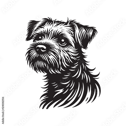 Tableau sur toile Border Terrier Silhouette - Minimalist Border Terrier Vector - Illustration Of Border Terrier