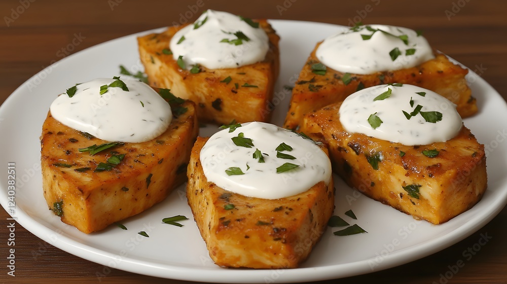 Delicious Baked Chicken Pieces with Creamy Herb Sauce Delicious Baked Chicken Pieces with Creamy Herb Sauce