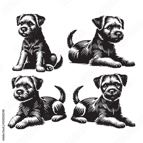 Fotografie Border Terrier Silhouette - Minimalist Border Terrier Vector - Illustration Of Border Terrier