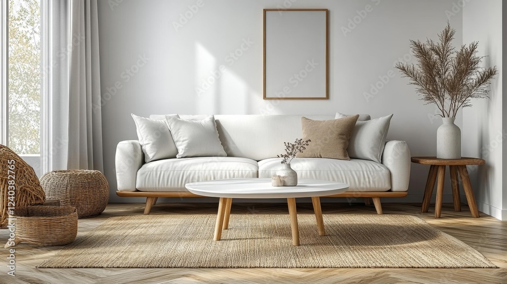 Fototapeta premium Modern Minimalist Living Room. Generative AI