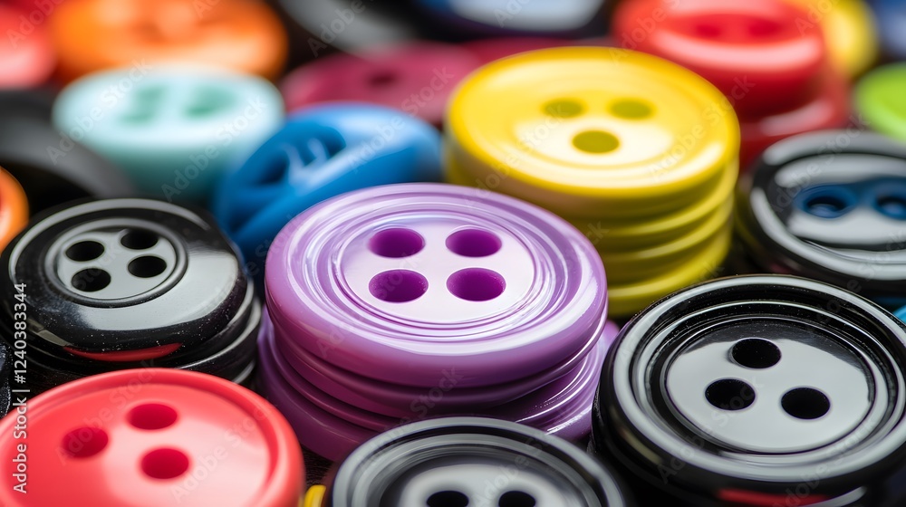 Colorful Stack of Sewing Buttons Close Up Colorful Stack of Sewing Buttons Close Up