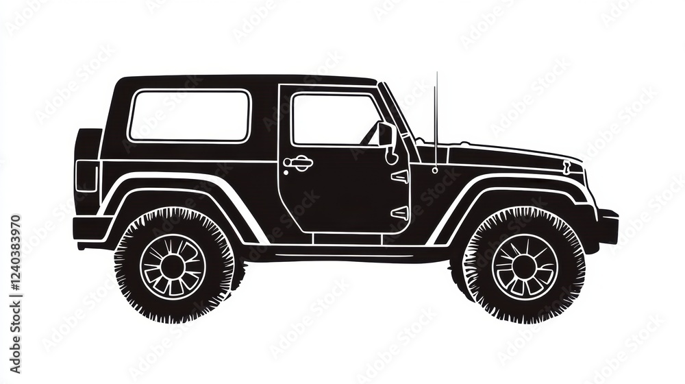 Silhouette of an off road vehicle showcasing rugged design and powerful stance under bright conditions. Generative AI Silhouette of an off road vehicle showcasing rugged design and powerful stance under bright conditions. Generative AI