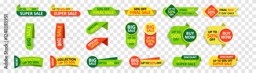 Vector sales label collection. Special offer, discount offer, best price, for promotion media design. Vector illustration isolated on png background
