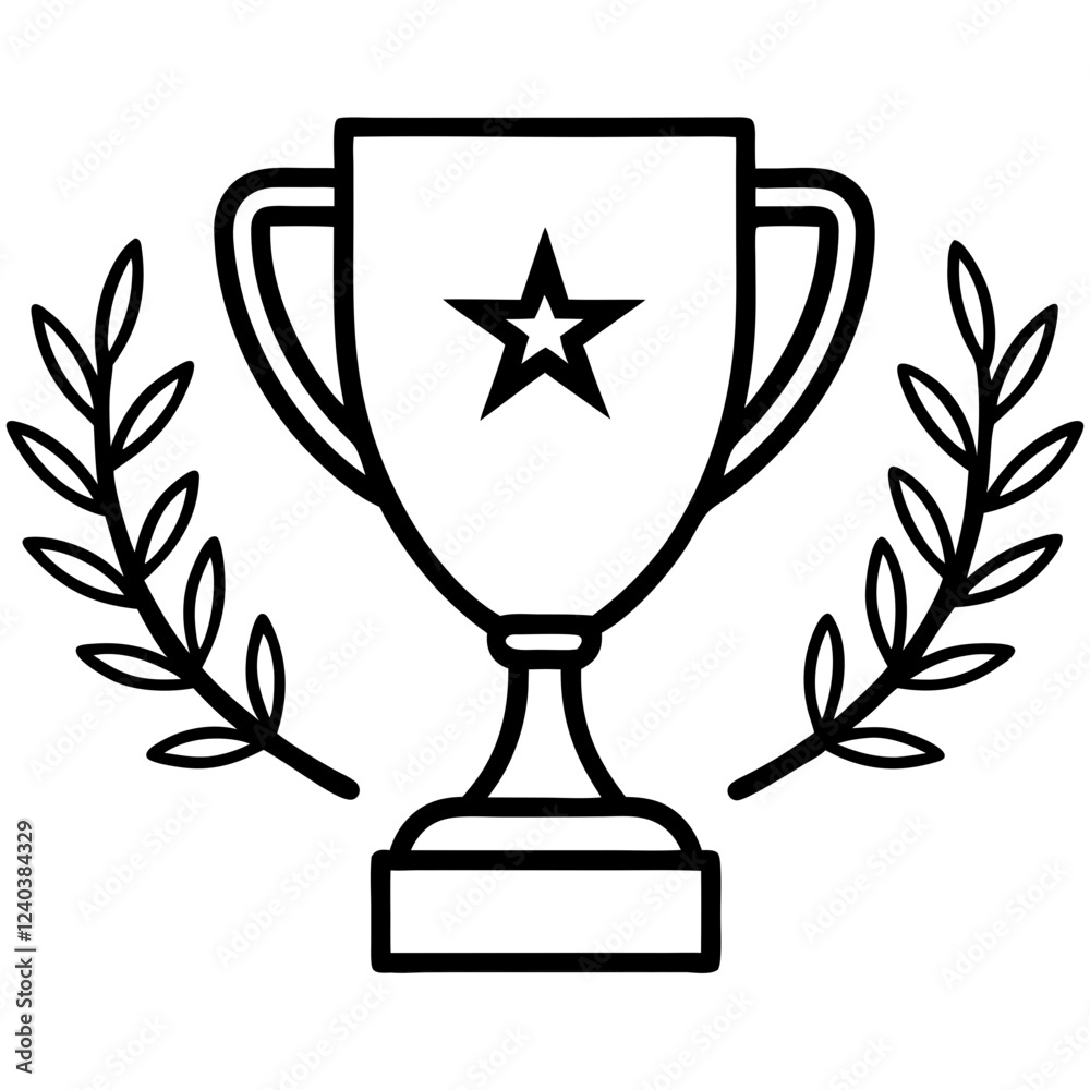 Trophy Icon Vector. Line Art Award Symbol Design