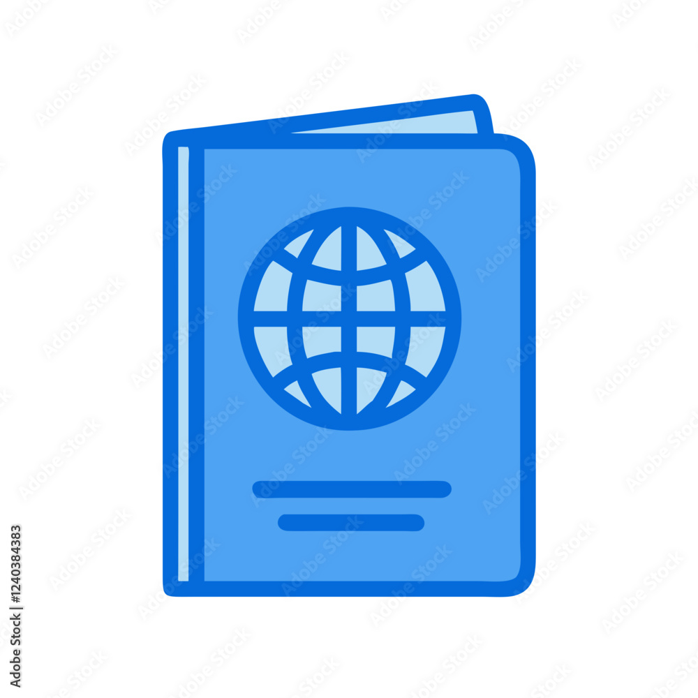 Passport Icon Vector. Travel Document Design with Globe Symbol Passport Icon Vector. Travel Document Design with Globe Symbol