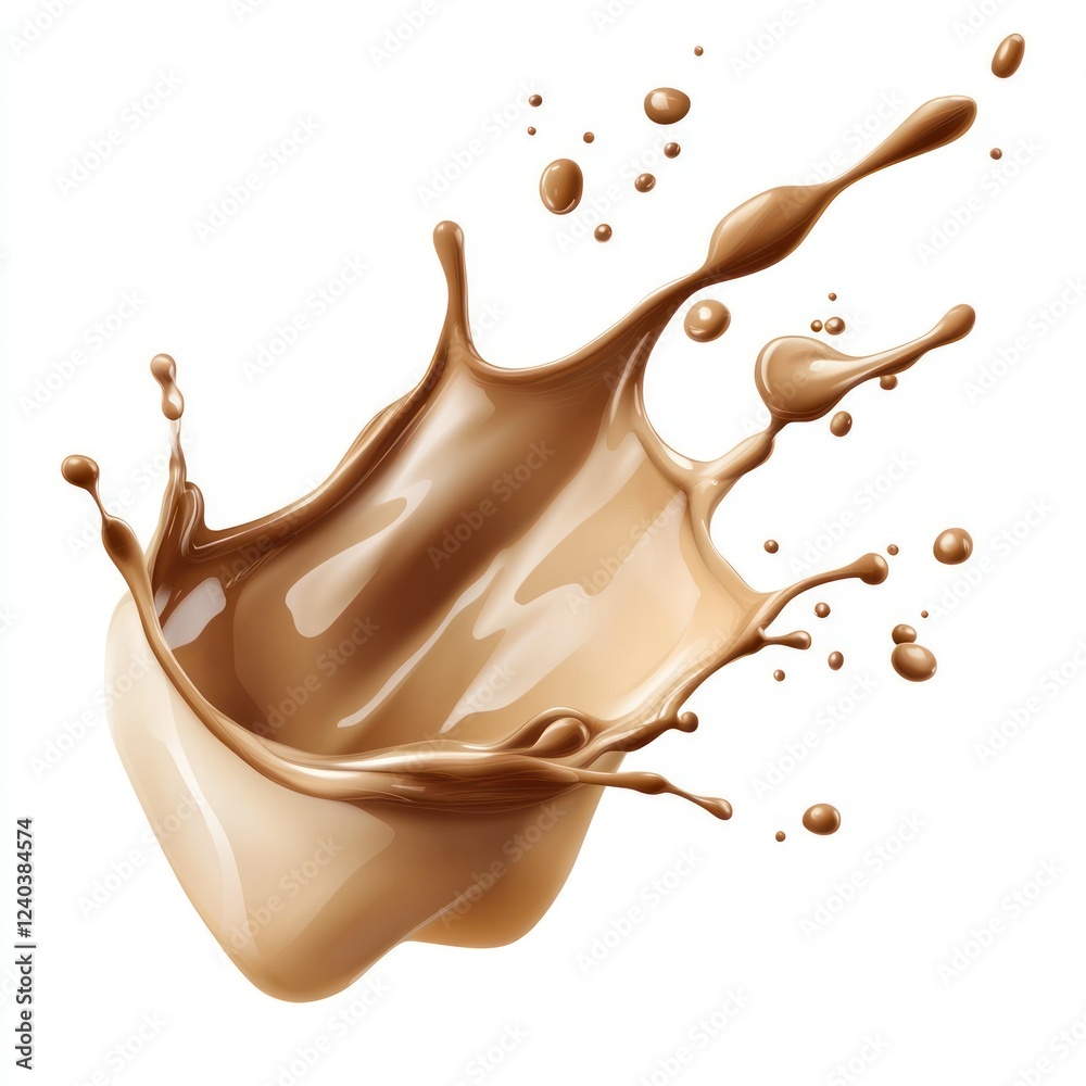Fototapeta premium Brown Liquid Splash Dynamic Flow milk isolated on transparent backgbrund