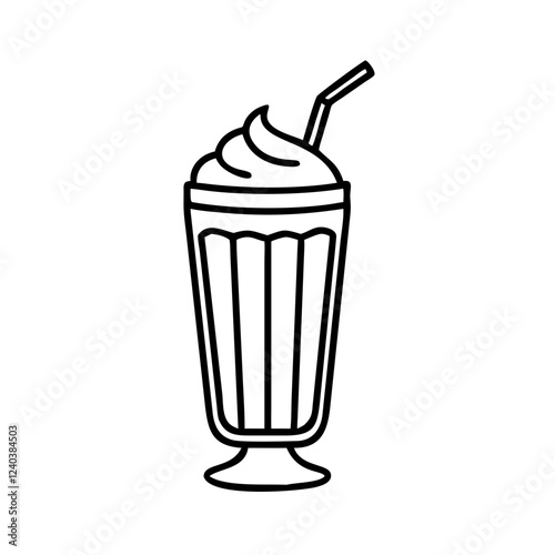 Glass with a straw line icon vector illustration