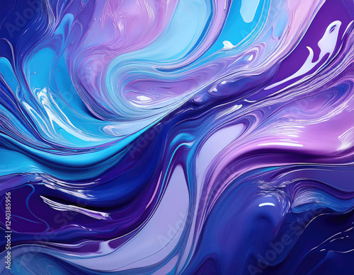 Enamel flat background, blue and purple, flowing pattern, transparent, beautiful lighting photo