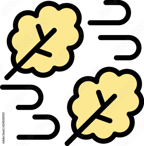 Strong wind blowing yellow leaves through air, symbolizing autumn season and changing weather