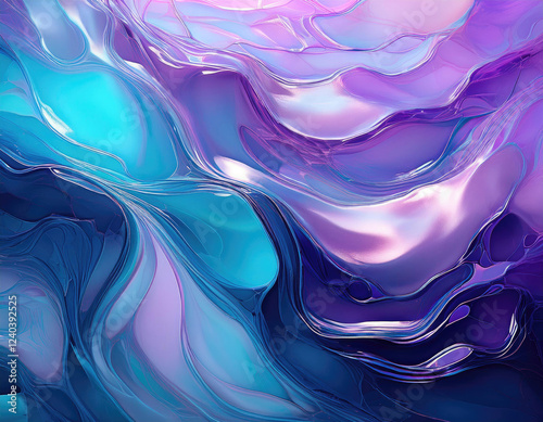 Enamel flat background, blue and purple, flowing pattern, transparent, beautiful lighting photo