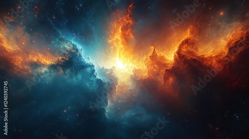 Cosmic Explosion in Deep Space. Generative AI photo