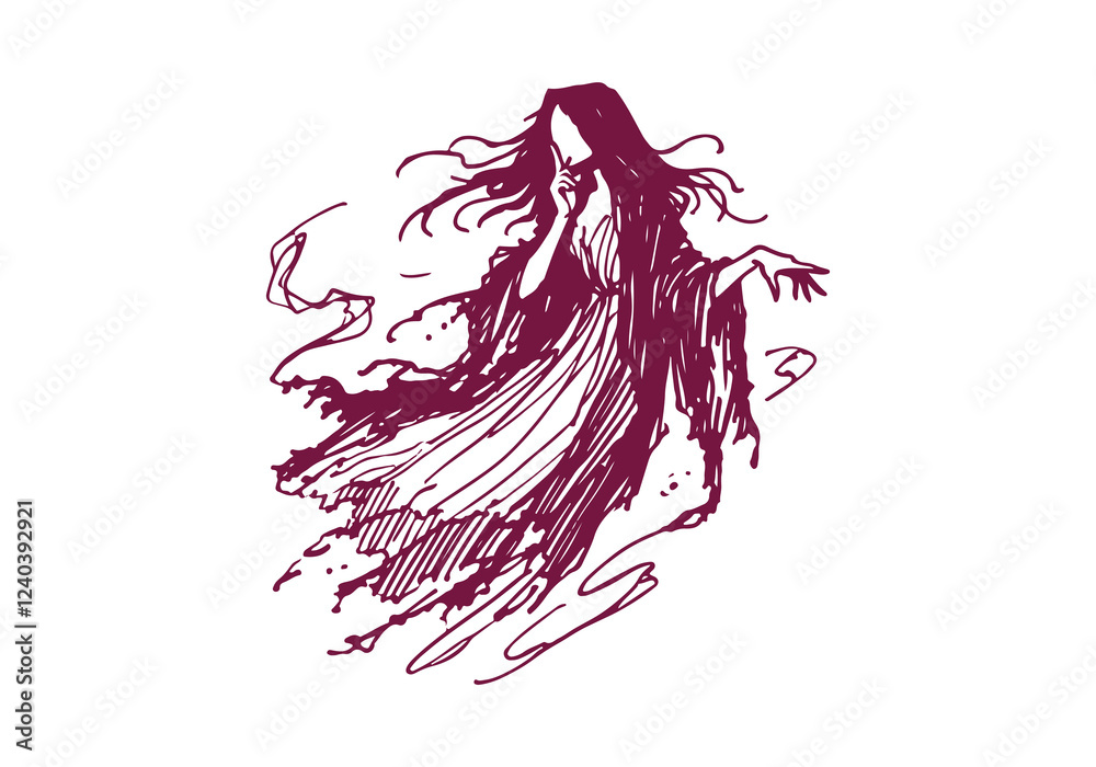 Fototapeta premium Witch hand drawn sketch vector