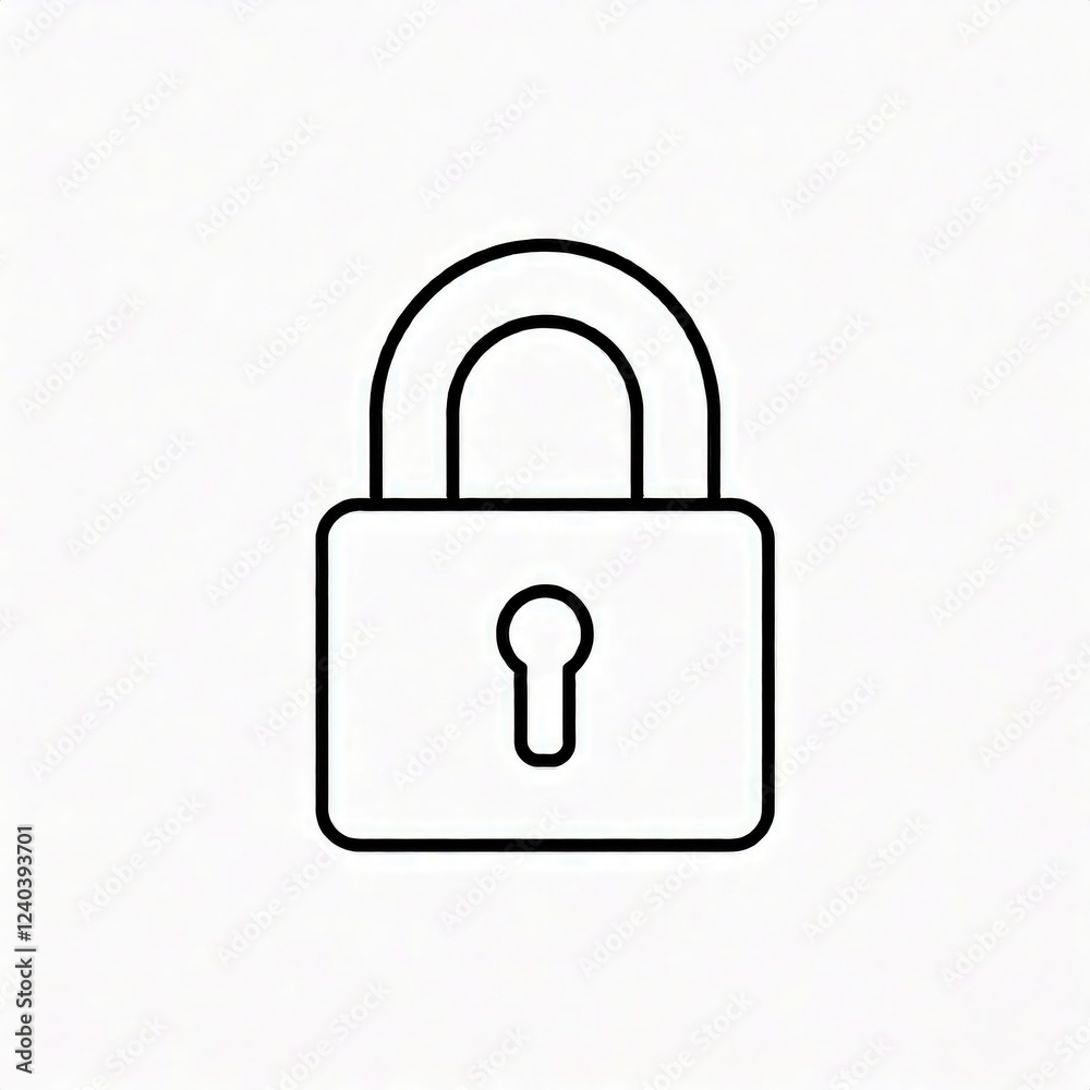 Padlock Icon: Minimalist Line Art Security Symbol Padlock Icon: Minimalist Line Art Security Symbol
