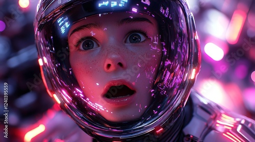 Shocked Young Astronaut with Helmet. Generative AI photo