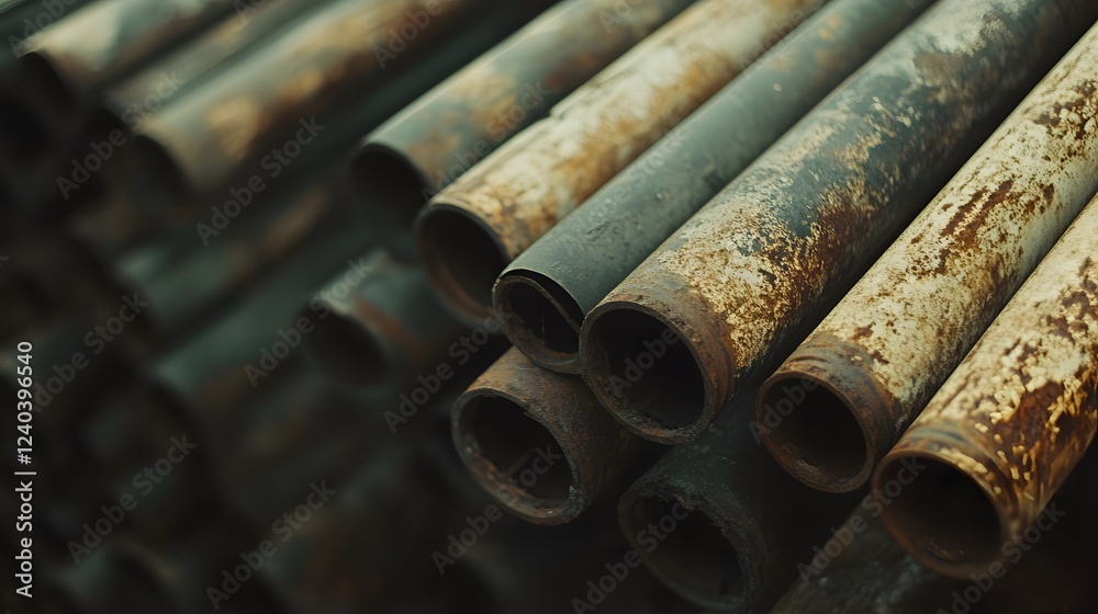 Rusty Metal Pipes Stack Close Up Industrial Background Rusty Metal Pipes Stack Close Up Industrial Background