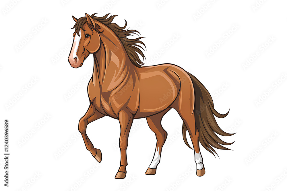 Naklejka premium Quarter Horse PNG - Majestic Equine Isolated on Powerful Stallion on White Background