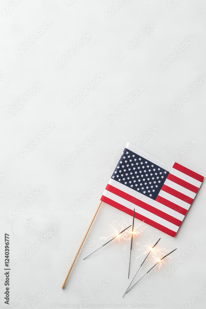 Fototapeta premium American Flag with Sparklers for Celebration