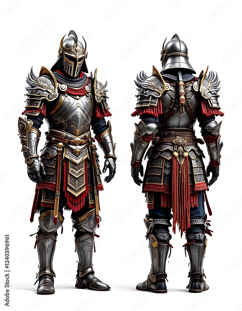 Epic Fantasy Knight Armor 3d Render Front and Back Epic Fantasy Knight Armor 3d Render Front and Back