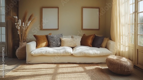 Cozy Modern Living Room. Generative AI