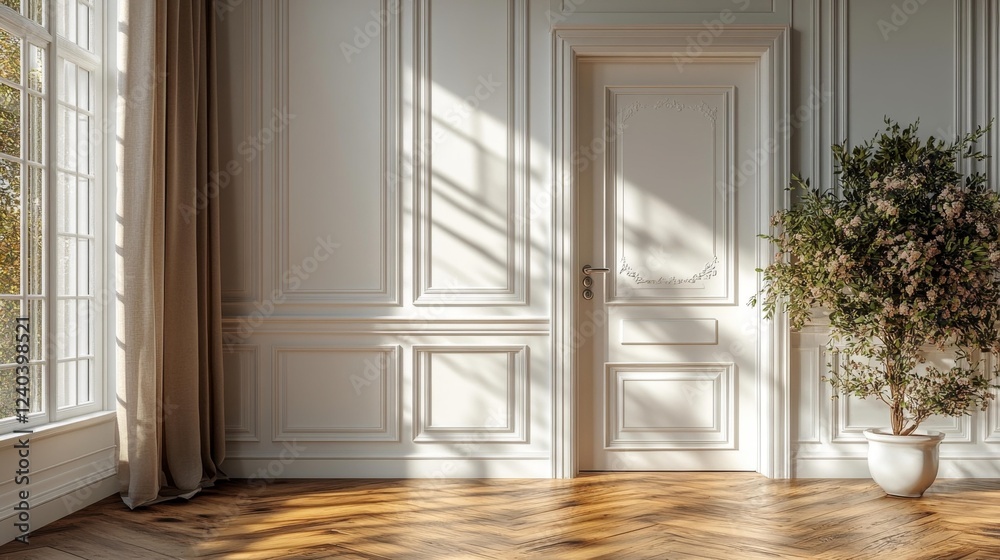 Fototapeta premium Elegant White Interior with Natural Light. Generative AI