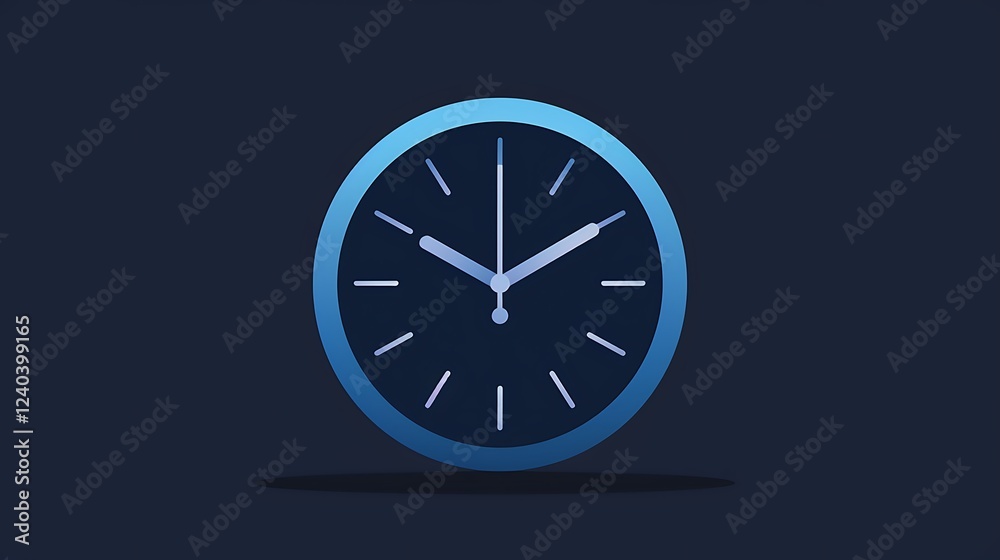 Clean linear icon of a clock, adorned with simple lines and minimalistic charm in dark blue., Clean linear icon of a clock, adorned with simple lines and minimalistic charm in dark blue.,